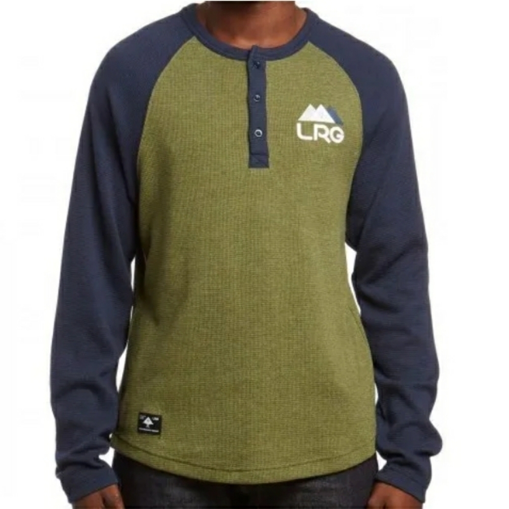 Lrg Baseball Thermal Henley Long Sleeve Men's M